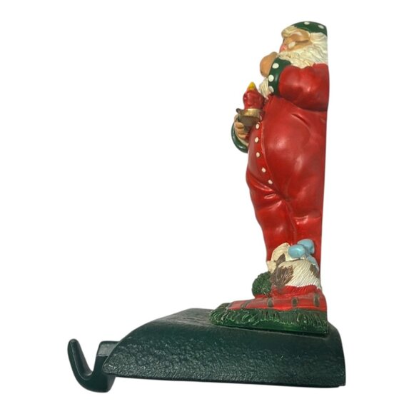 VNTG Cast Iron Santa Claus Stocking Holders With Globe & Gift Bag Made In Taiwan - Picture 9 of 12